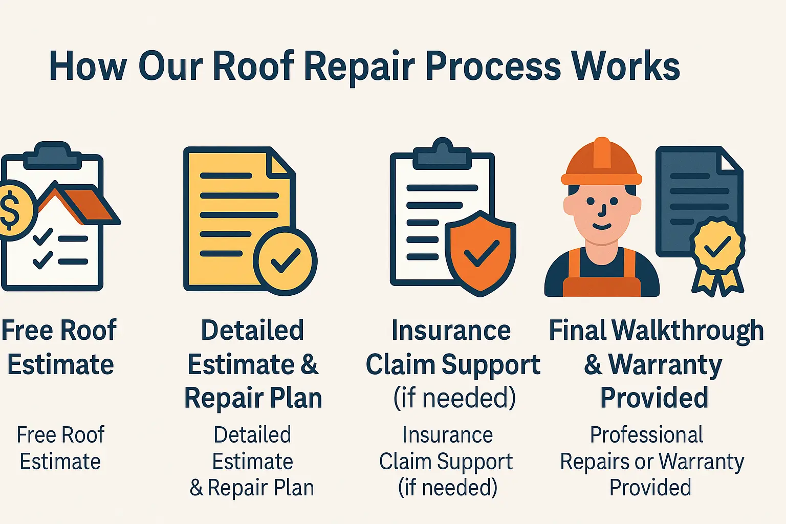 Capstone Roofing's roof repair process - estimate, insurance support, project and walk through